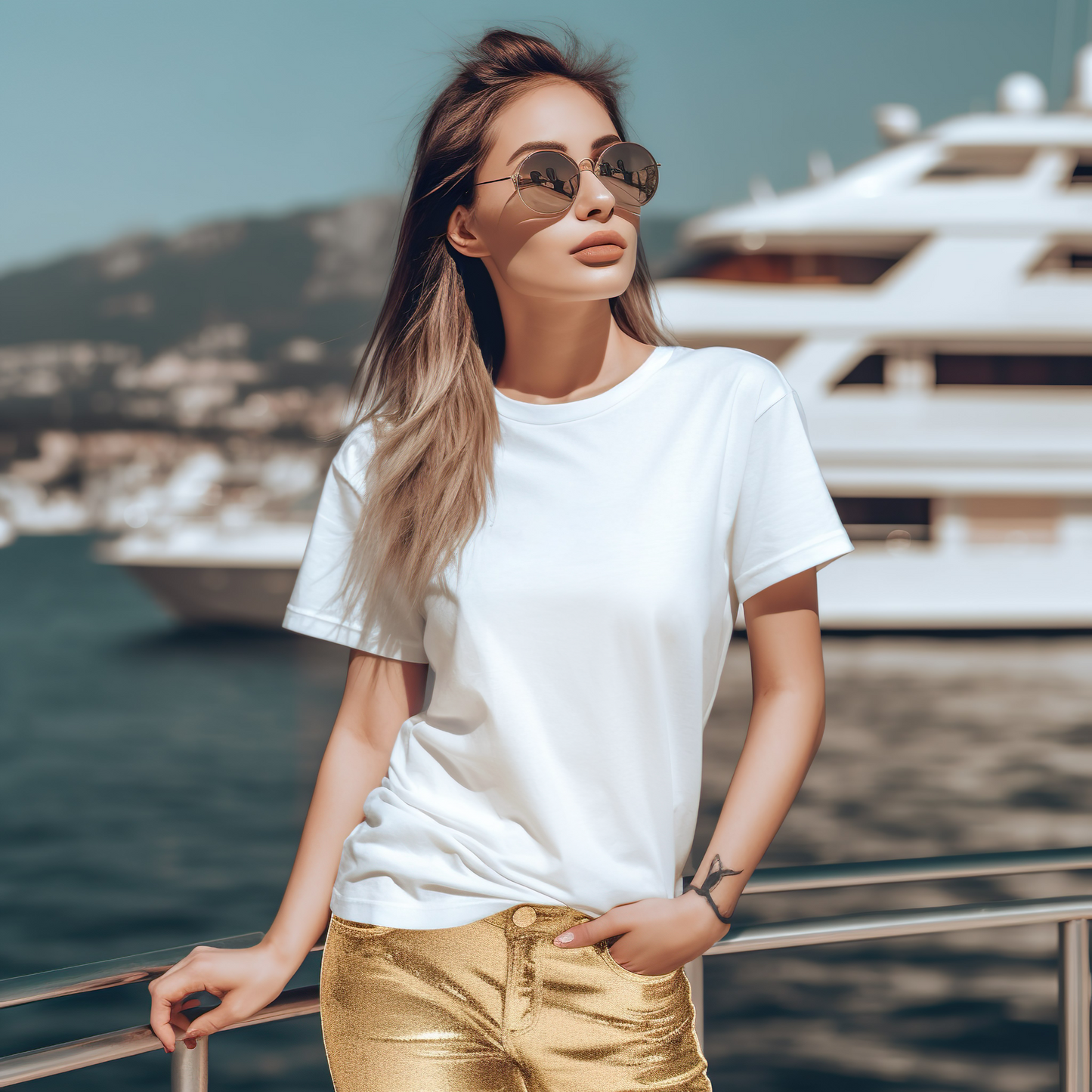 "FYRA Premium Plain Crew Neck White Women's T-shirt, designed for ultimate comfort and style. Perfect for casual wear or layering."