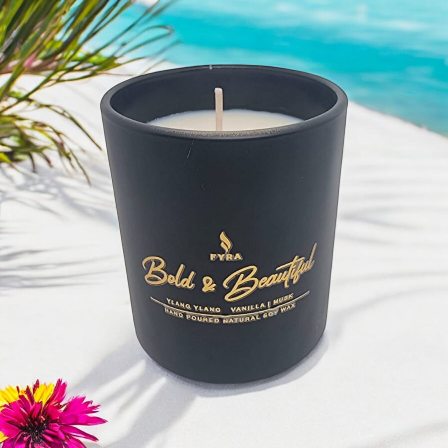 FYRA 'Bold & Beautiful' Soy Candles. Elegant and aromatic, perfect for creating a serene ambiance with a touch of bold beauty.