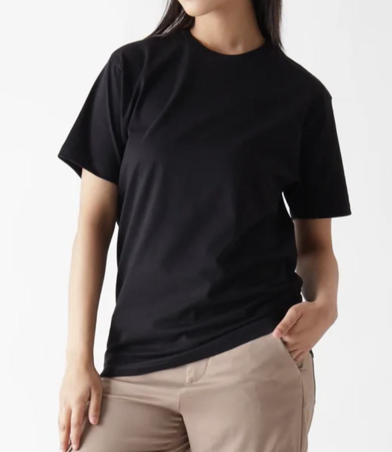 FYRA Women's Black Crewneck T-Shirt. Classic and versatile, perfect for any occasion with timeless style, designed specifically for women