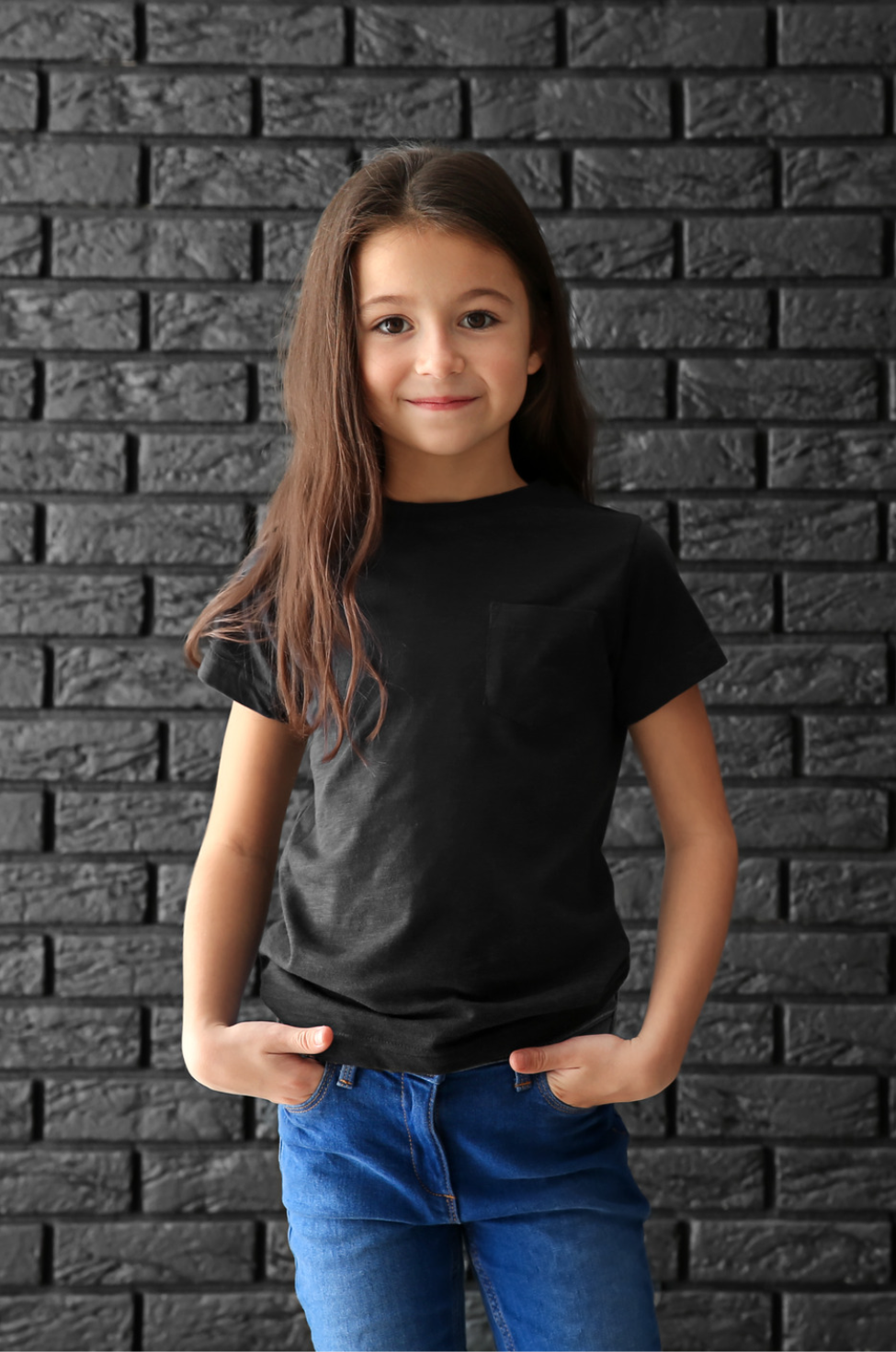 Kids Black Crew Neck Tshirt - Girl