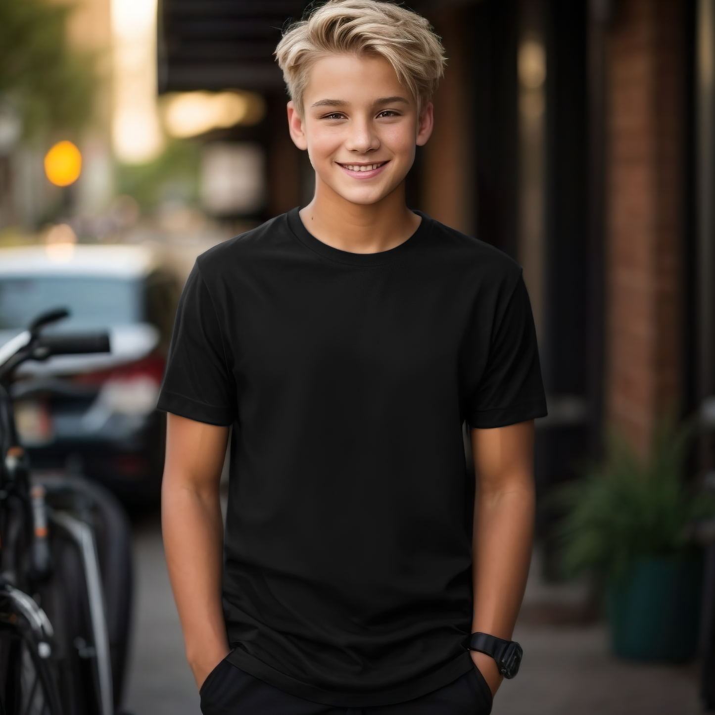 Kids Black Crew Neck Tshirt - Boy