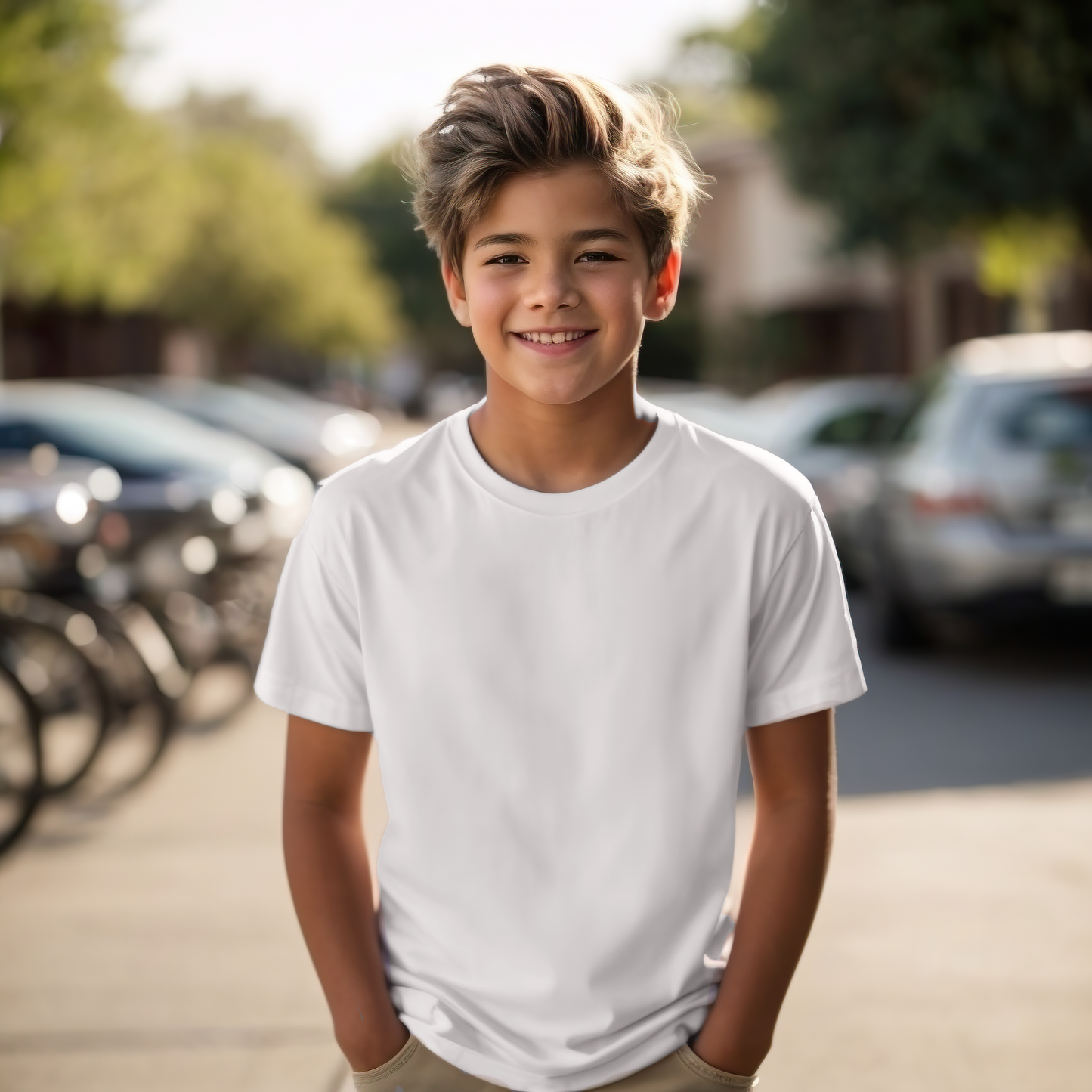 Kids White Crew Neck Tshirt - Boy