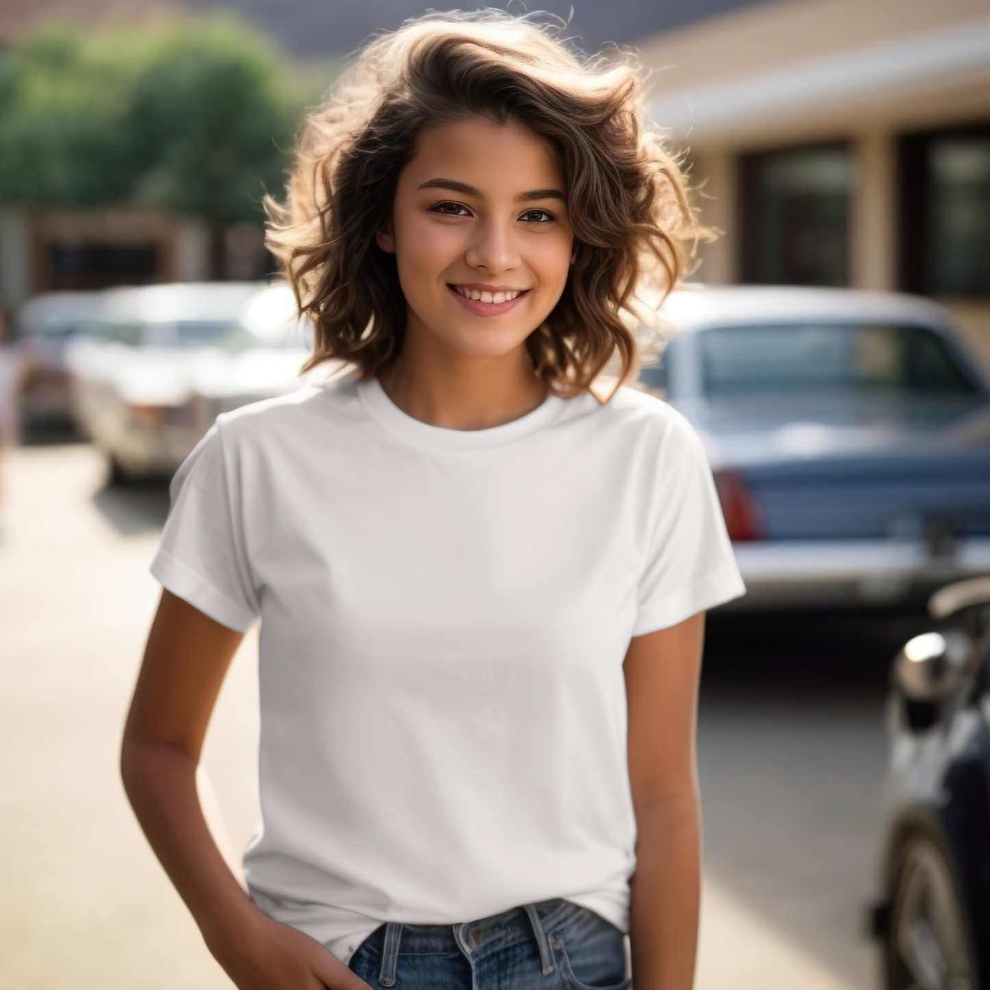 Kids White Crew Neck Tshirt - Girl