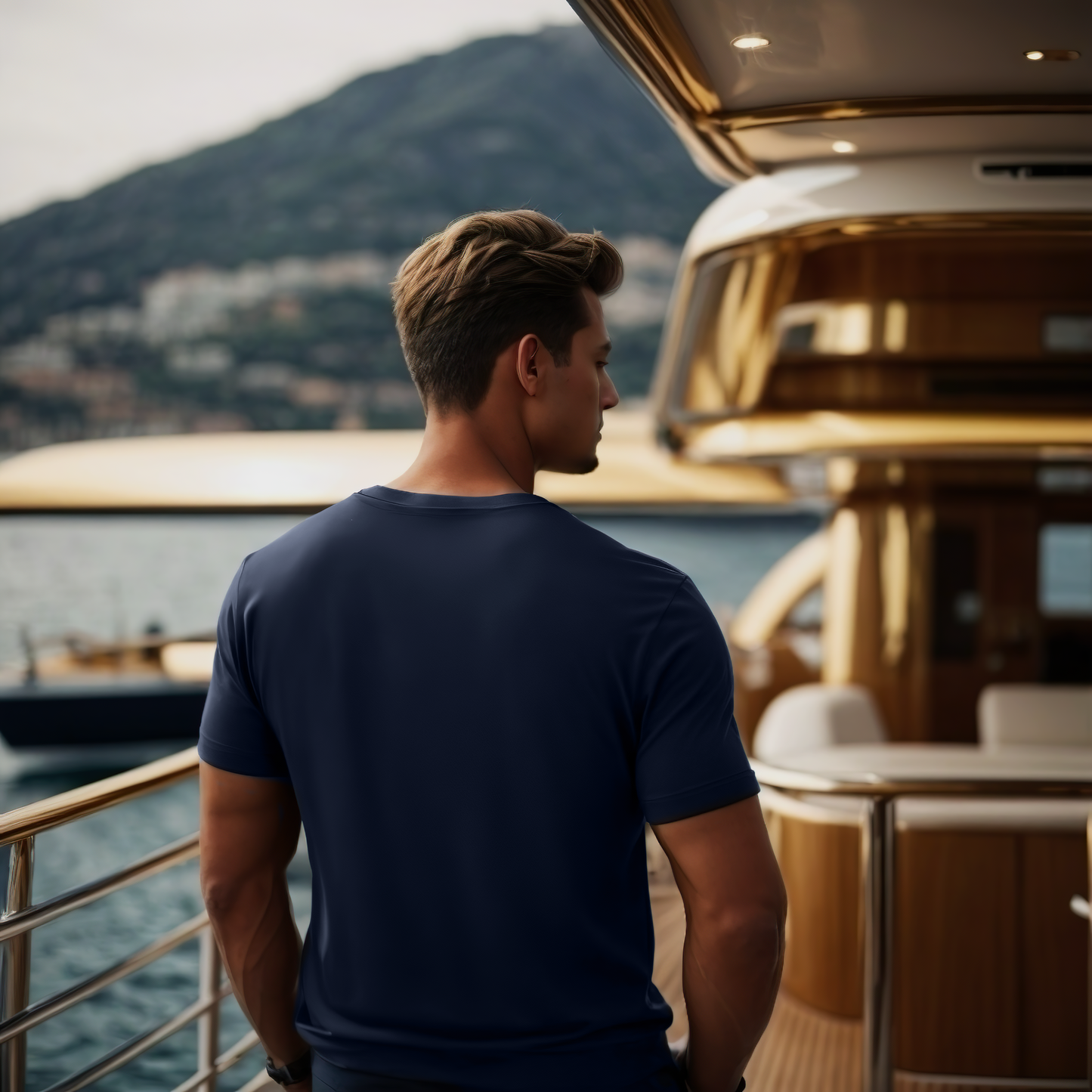 Navy Premium Crew Neck Tshirt - Men