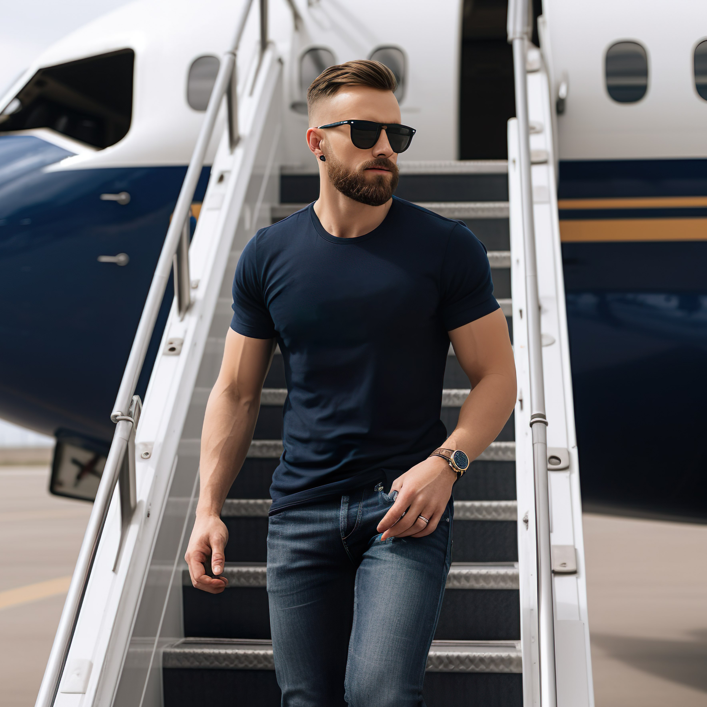 The FYRA Pack of 3 Men - Premium Crew Tshirts - Navy