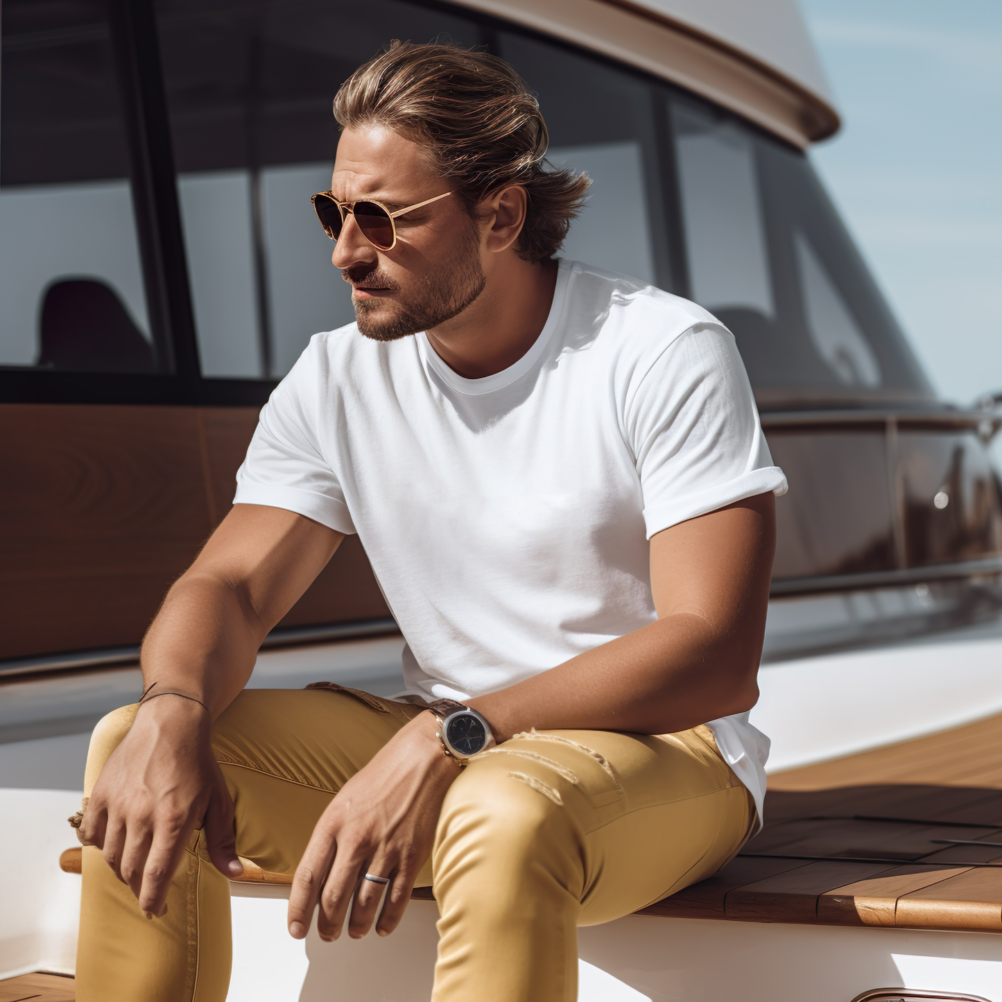 White Premium Crew Neck Tshirt - Men