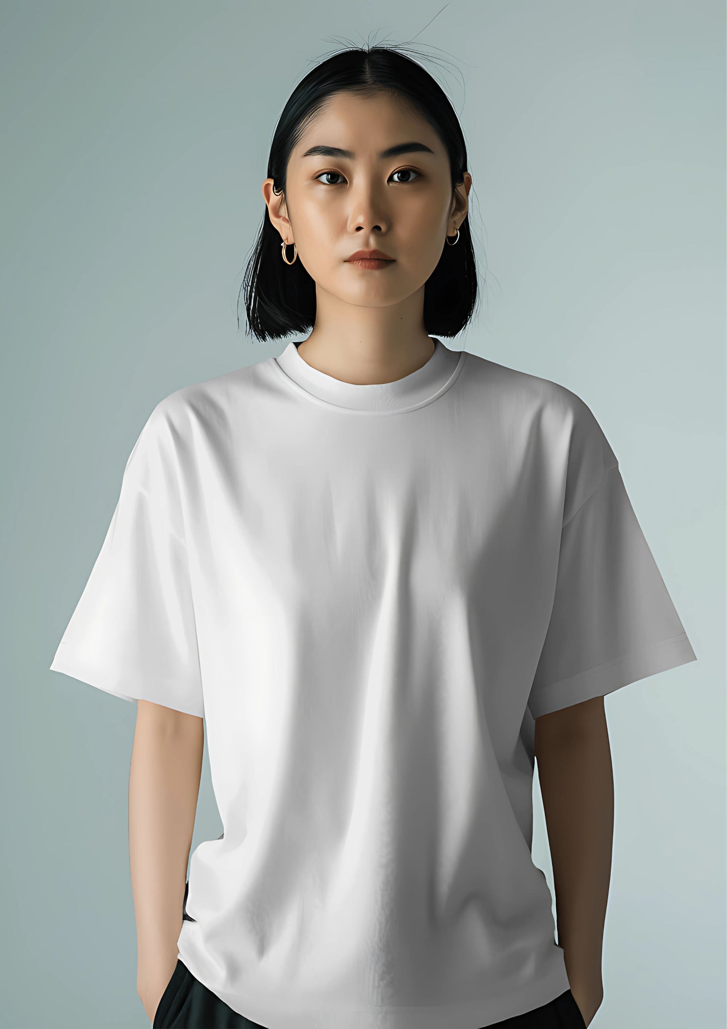 Oversized crew neck tshirt women white